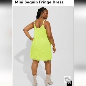 Torrid Mini Sequin Fringe Dress neon plus size 2x